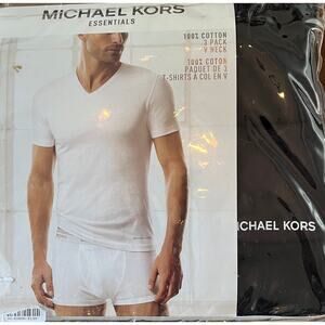 M2-91 MICHAEL KORS NWT Men's VNeck TShirt 3PACK 100% Cotton Small
